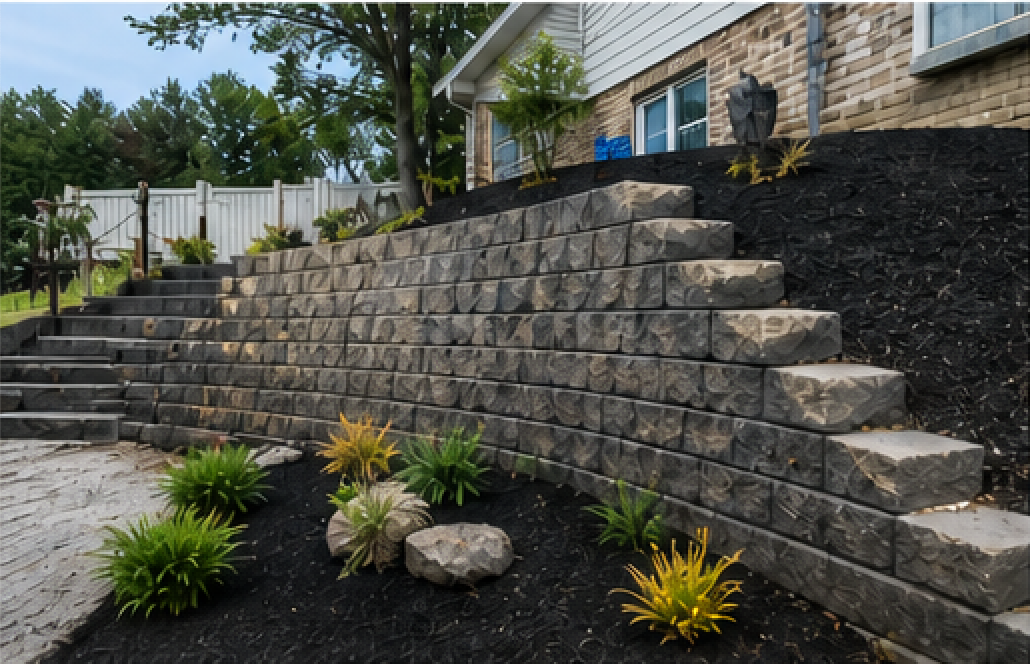 Retaining wall construction project